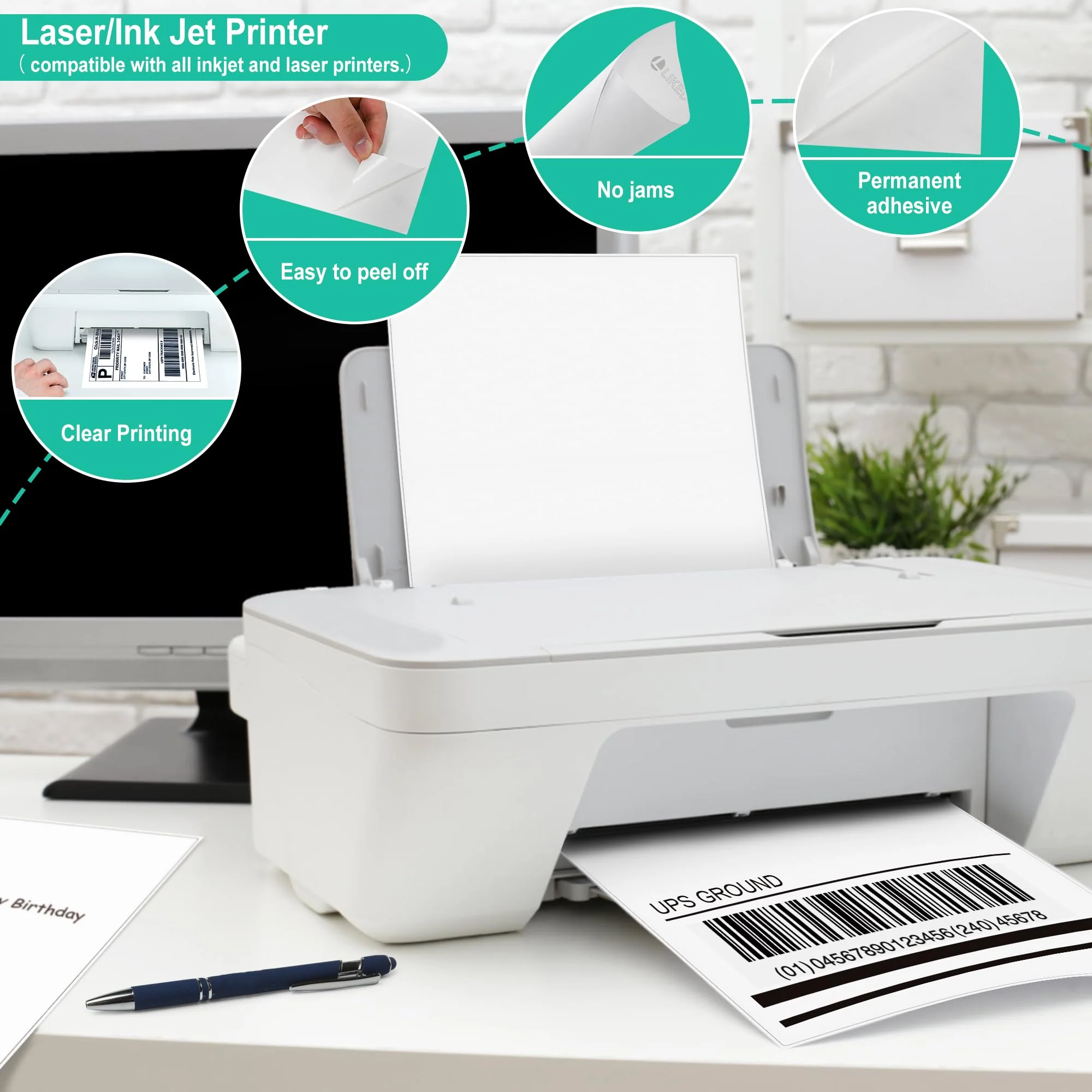 L LIKED Half Sheet 5.5 x 8.5 Inches Shipping Address Labels for Laser/Ink Jet Printer - Image 3